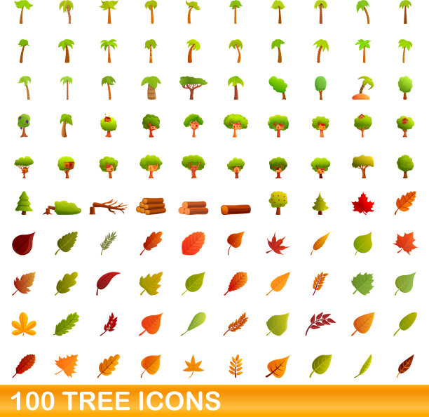 100树图标设置卡通风格图片下载