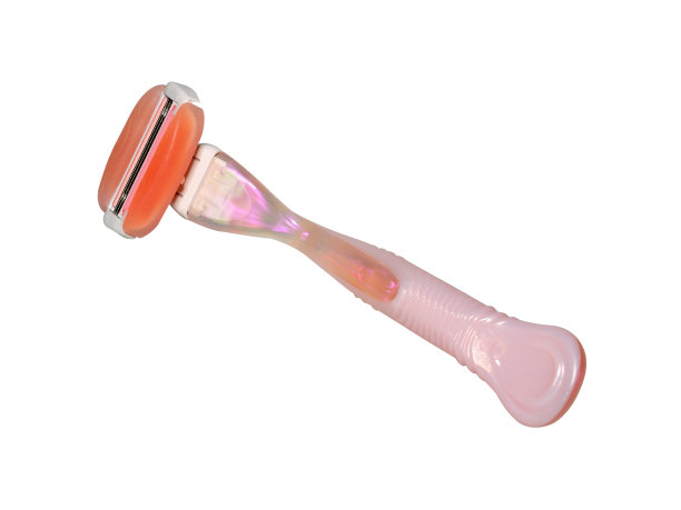 粉色女性的剃须刀孤立在白色上图片下载