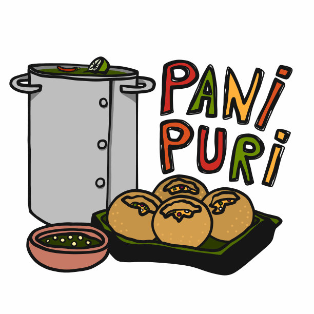Pani puri印度美食卡通图片下载