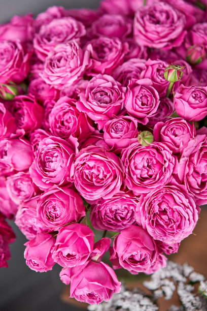 花瓶里的粉红玫瑰枝。夏天的背景。一束玫瑰是母亲节的礼物。花的照片花的网上商店和交付的目录。图片下载