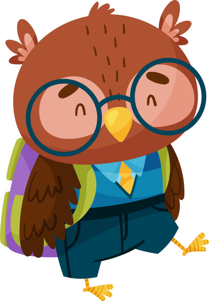 戴着眼镜，背着背包的有趣猫头鹰图片下载