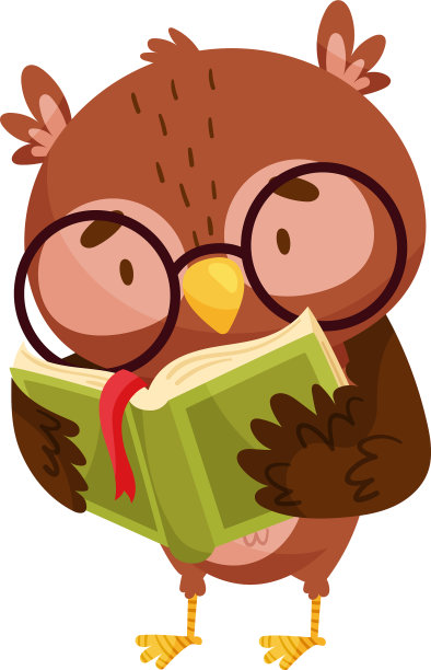 戴眼镜的滑稽猫头鹰在看书图片下载