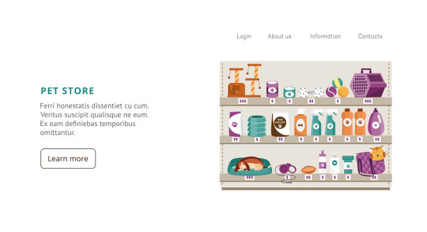登陆页面模板的宠物店，以销售护理配件猫和狗。图片下载
