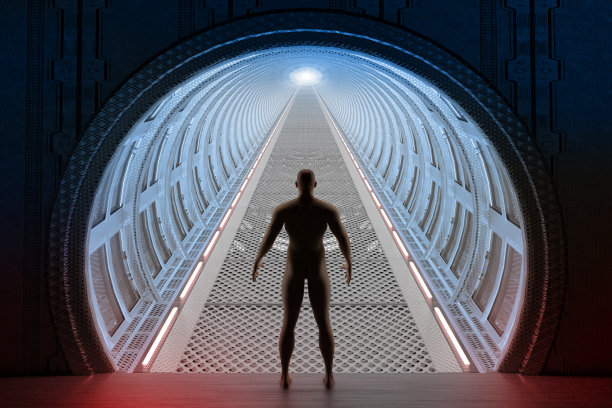 男人。隧道的未来- 3D插图图片下载