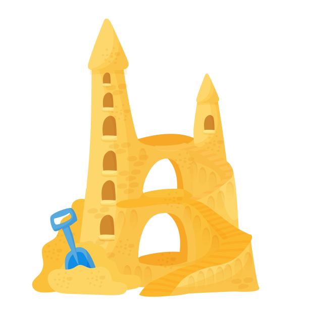 沙滩上的沙堡。矢量插图孤立在白色背景图片下载