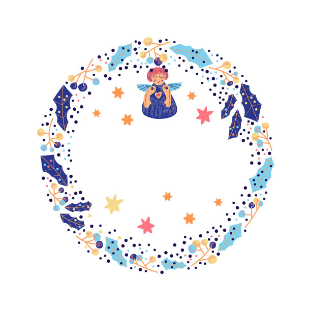 矢量插图的圣诞花环在一个手绘风格。图片下载