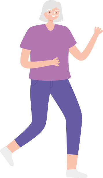 老年妇女跑步锻炼卡通孤立图片下载