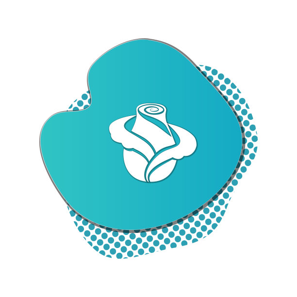 液体彩色徽章上的玫瑰花图标图片下载