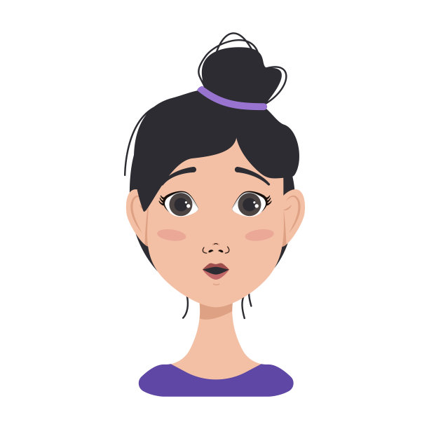 面部表情的图标，不同情绪的亚洲女性的化身图片下载