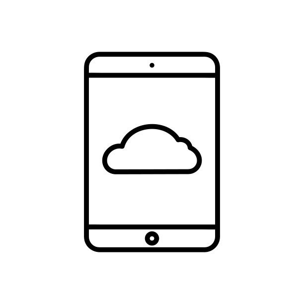 云存储图标。在设备屏幕上备份的象形图。孤立在白色背景上。图片下载
