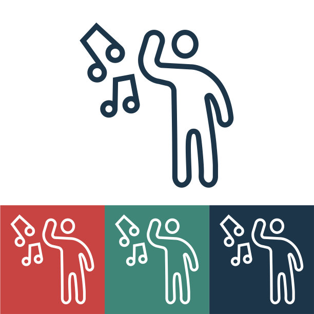 线性矢量图标与人听声音图片下载