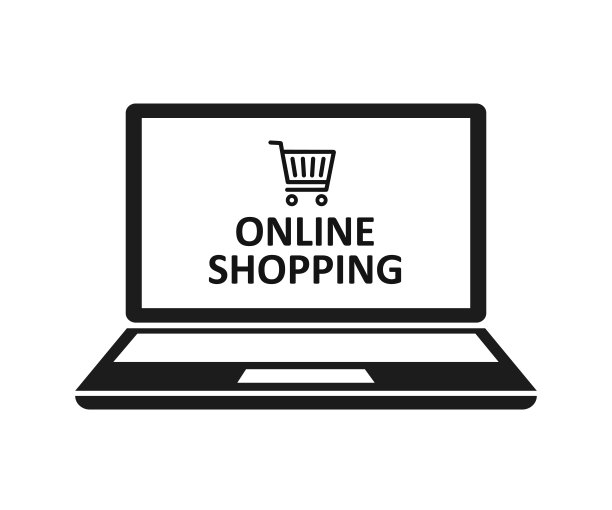 电子商务，笔记本购物，科技商店标志，网上购物-股票向量图片下载