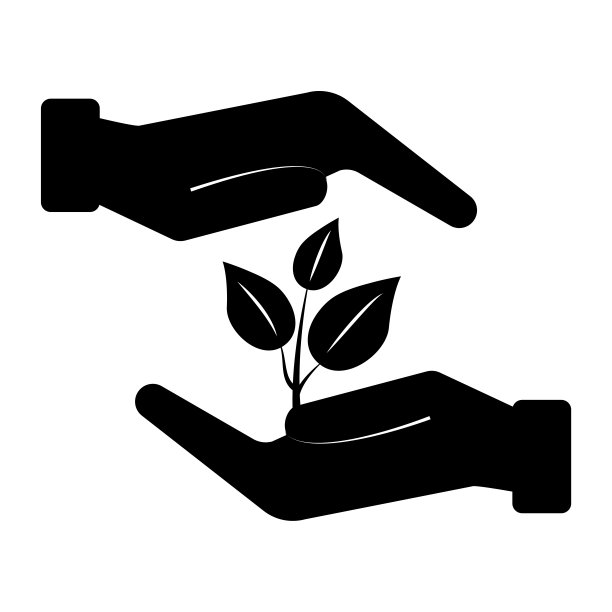 白色背景上的黑花手剪影。自然背景矢量。保护的象征。股票的形象。每股收益10。图片下载