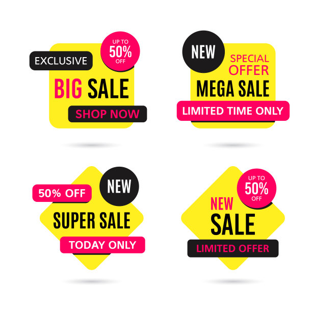 一套销售横幅孤立的白色背景图片下载