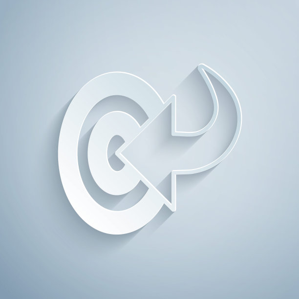 剪纸目标财务目标概念图标孤立在灰色背景。象征性的目标成就，成功。纸艺术风格。向量图片下载