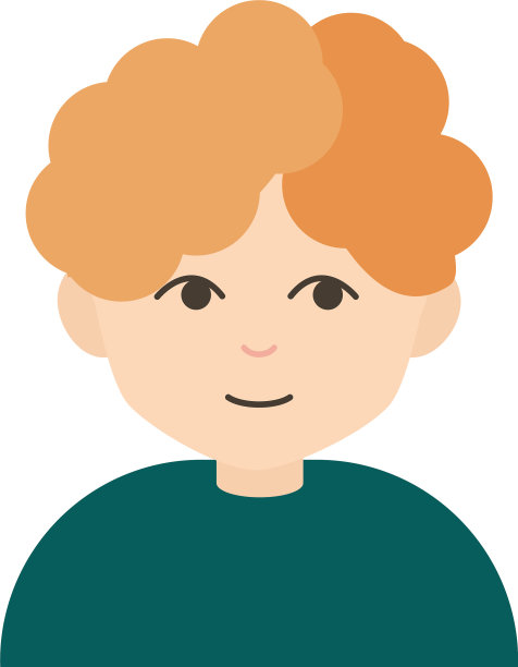 小男孩卷发卡通人物扁平图标图片下载