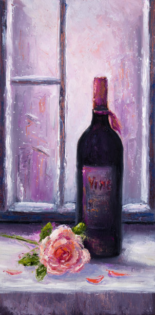 葡萄酒和花图片下载