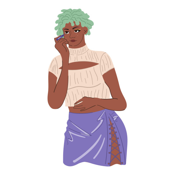 非裔美国女人正在用眼线笔画眼线图片下载