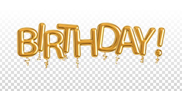 矢量现实孤立的金色气球的生日文本在透明的背景。庆祝的概念和生日快乐的节日。图片下载