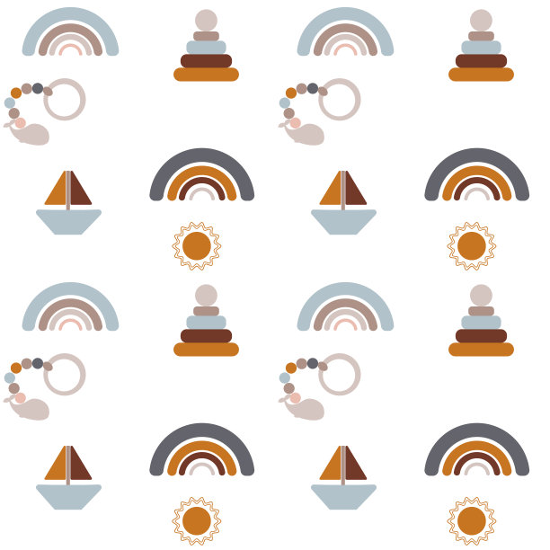 波西大海无缝图案宝宝沐浴，剪贴簿，织物，印刷图片下载