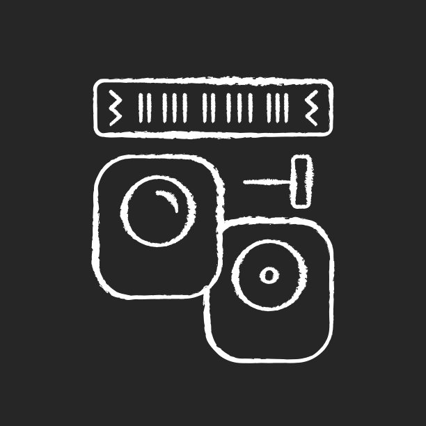 EAS标签和标签粉笔白色的图标在黑色的背景图片下载