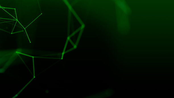 抽象数字连接移动的点和线。绿色神经丛的背景。图片下载