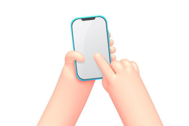 卡通手与智能手机滚动图片下载