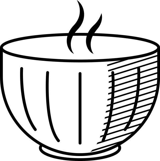 日式茶杯图标线条风格图片下载