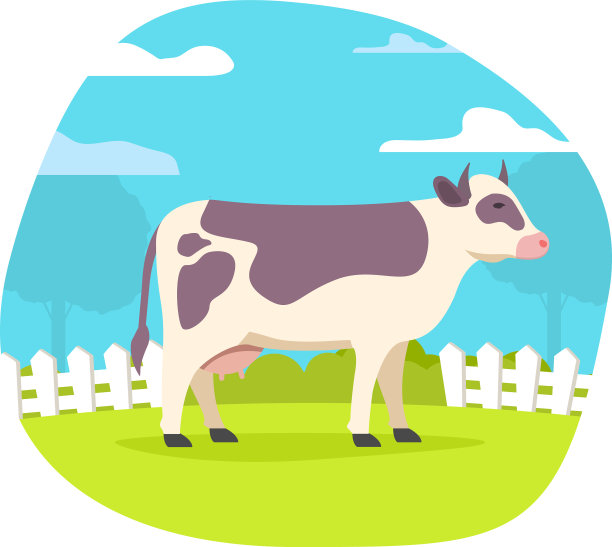 在田野里放牧，阳光明媚，卡通人物图片下载