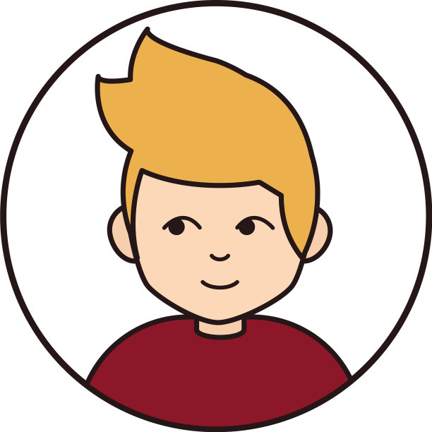 金发少年卡通人物圆线图标图片下载