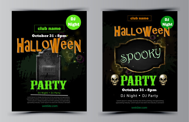 万圣节派对传单套装图片下载