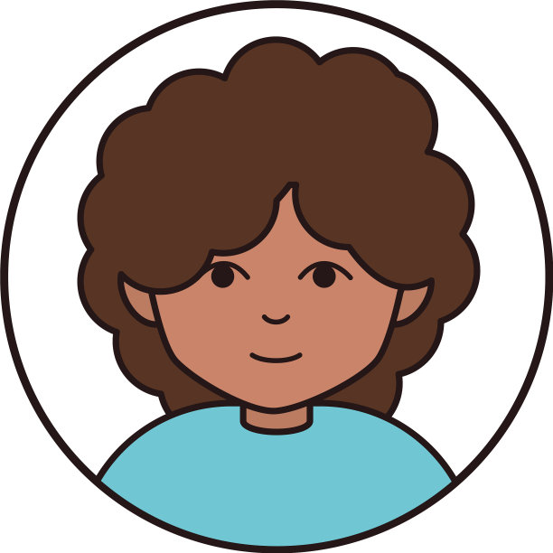 少年用卷发肖像卡通圆线图片下载