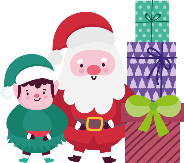 圣诞老人帮手和礼品盒快乐图片下载