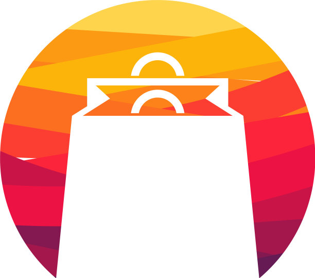 抽象圆形购物袋标志设计理念图片下载