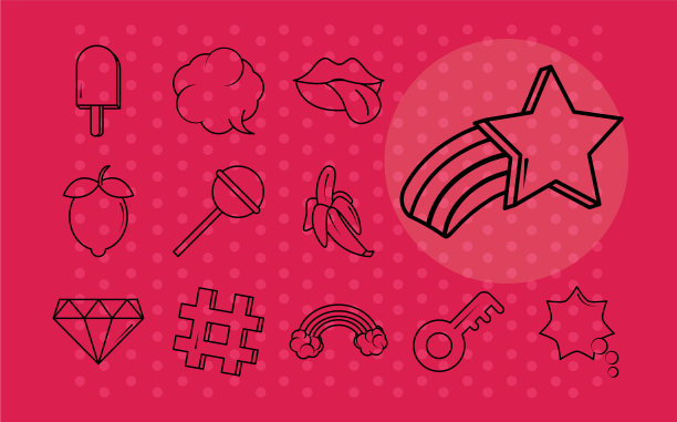 波普艺术漫画集贴纸，别针补丁图片下载