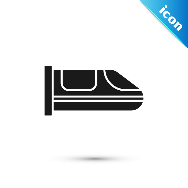 灰色高速列车图标孤立在白色背景。铁路旅游和铁路旅游。地铁或地铁流线型快速列车运输。向量图片下载