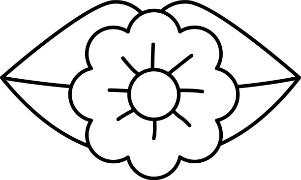 女人嘴巴带花朵女权主义线条图标图片下载