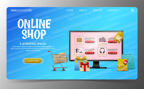 网上购物设计理念与笔记本电脑图片下载
