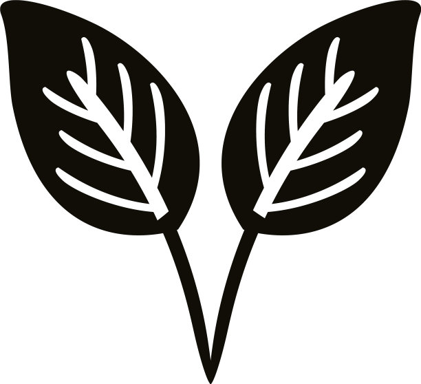 秋季卵形叶剪影风格图标图片下载