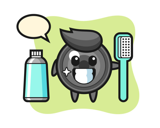 吉祥物镜头和牙刷图片下载