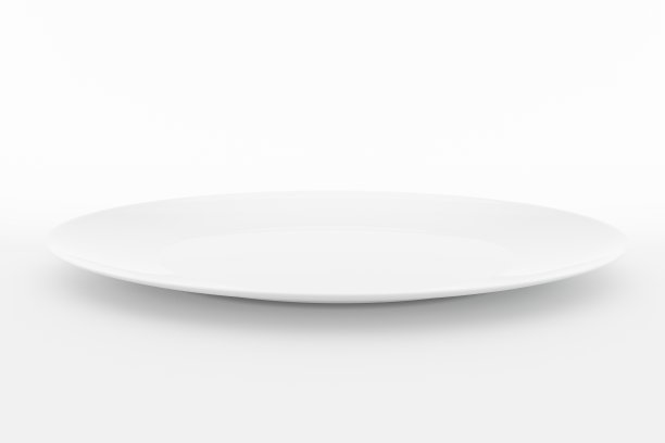 白色背景上的空白陶瓷白色板，3d插图图片下载