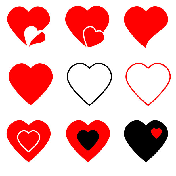 心形图标，爱的象征图标，平面风格现代设计，孤立在空白的背景。矢量插图。图片下载