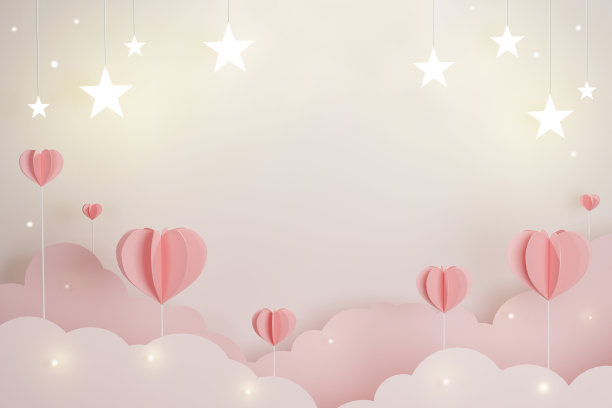 甜蜜的心和明星的爱情情人概念，文字广告的复制空间，3d插图图片下载