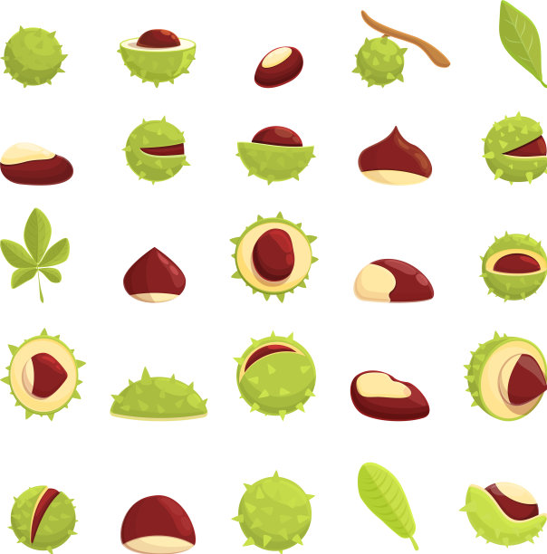 栗色图标设置卡通风格图片下载