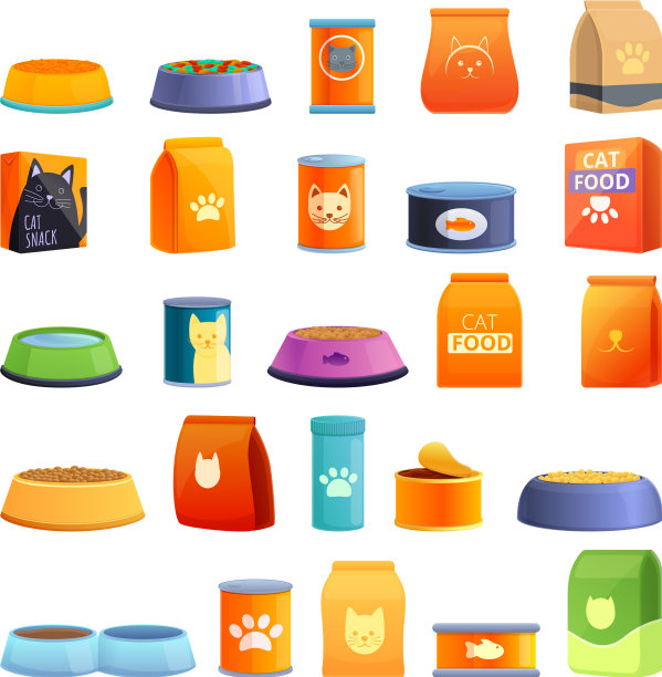 猫粮图标设置卡通风格图片下载