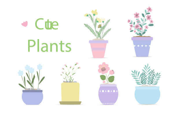 为家庭装饰设置可爱的花盆图片下载