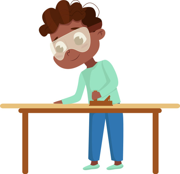 可爱的男孩戴着木板学习艺术图片下载