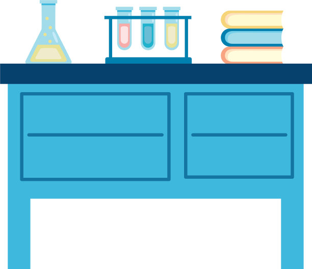 实验室中的医用试管测试烧瓶和书籍图片下载