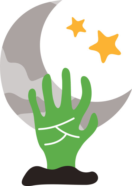 死亡手与新月平风格的图标图片下载