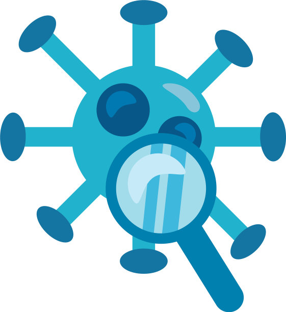 covid - 19颗粒和放大镜平型图片下载